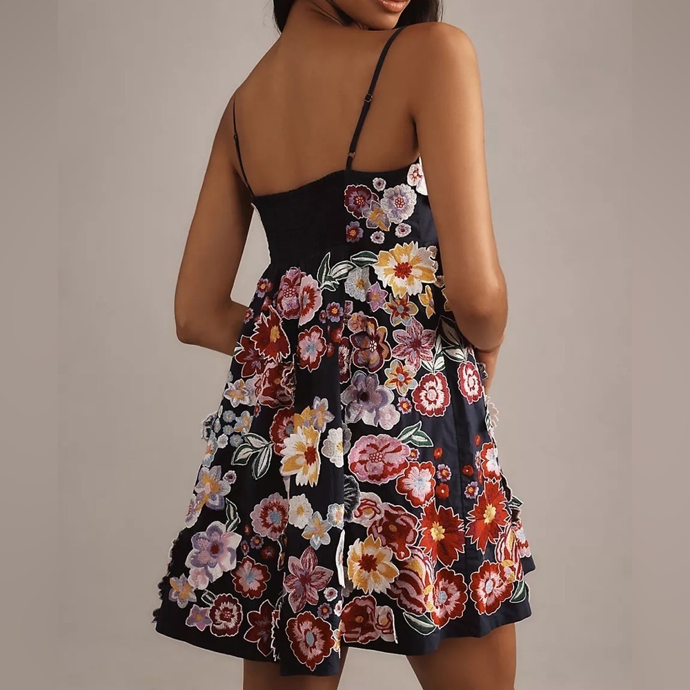 Anthropologie Sleeveless 3D Floral Babydoll Mini Dress Size XL - Picture 5 of 12